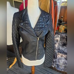 Bethany Mota Quilted Faux Leather Moto Jacket – Size Small
